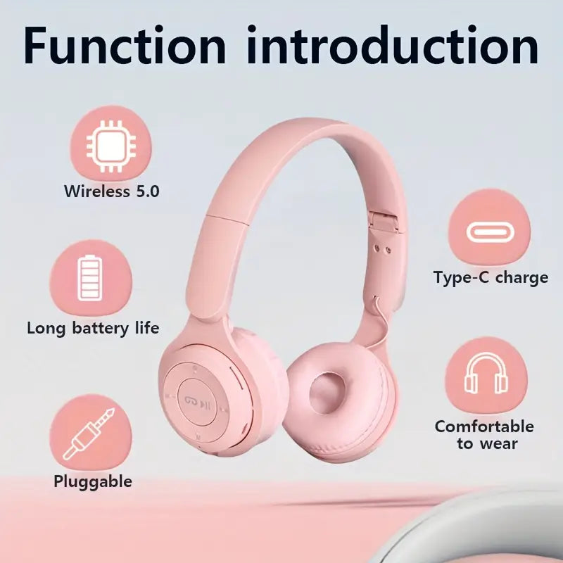 Compact Foldable Wireless Headphones with Type-C Charging