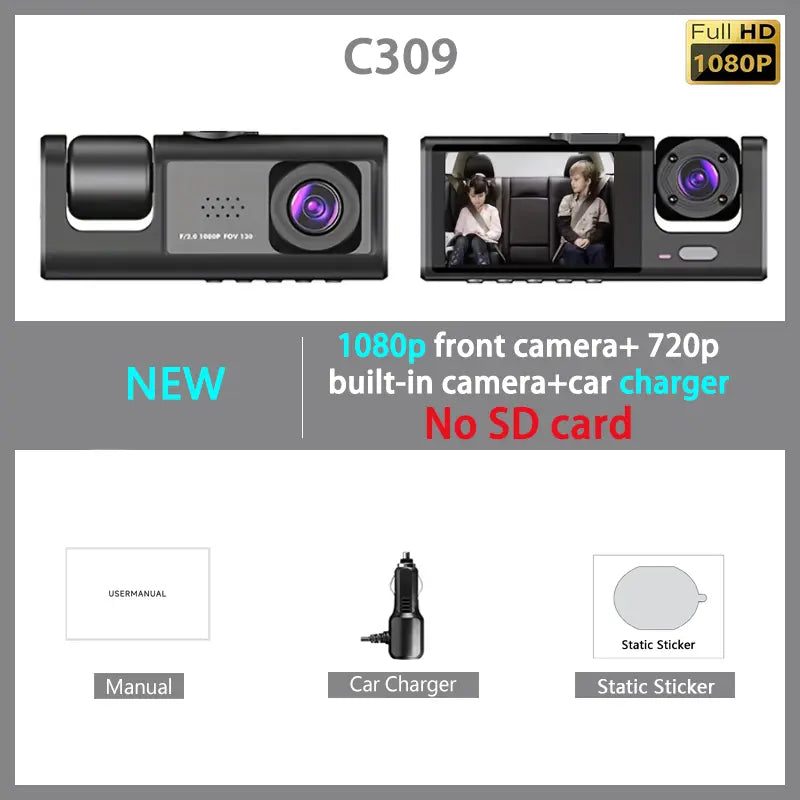 OTNG Dual Dash Cam Front & Rear 1080P/720P HD Car Dash Camera