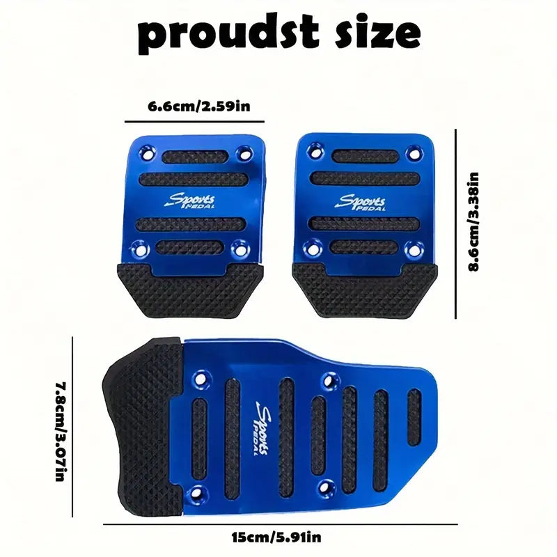 1 set of 3pcs of aluminum alloy non-slip car pedals