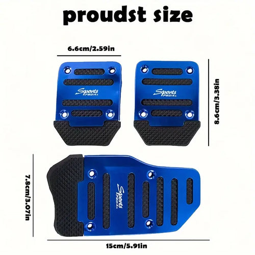 1 set of 3pcs of aluminum alloy non-slip car pedals