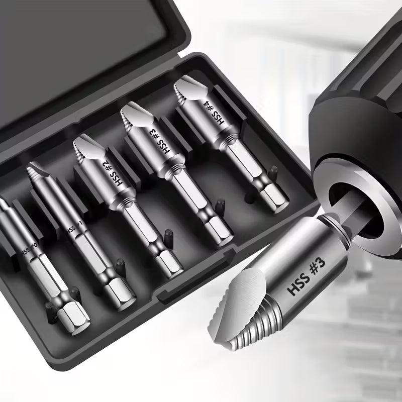 5pcs High-Speed Steel Damaged Screw Extractor Drill Bits