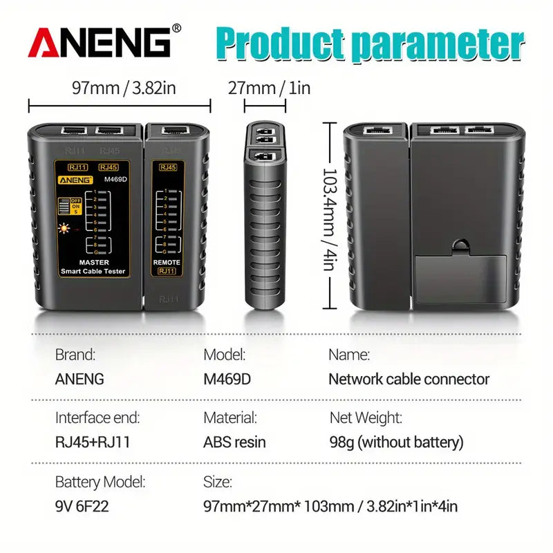 ANENG M469D RJ45 Cable Tester Network Line And Telephone Line