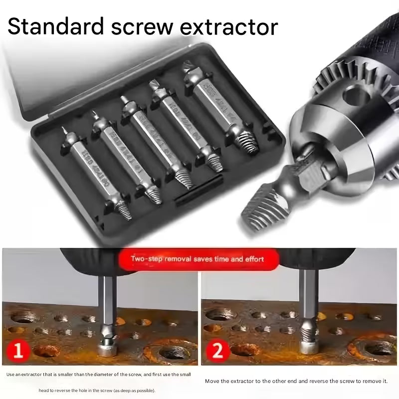 5pcs High-Speed Steel Damaged Screw Extractor Drill Bits