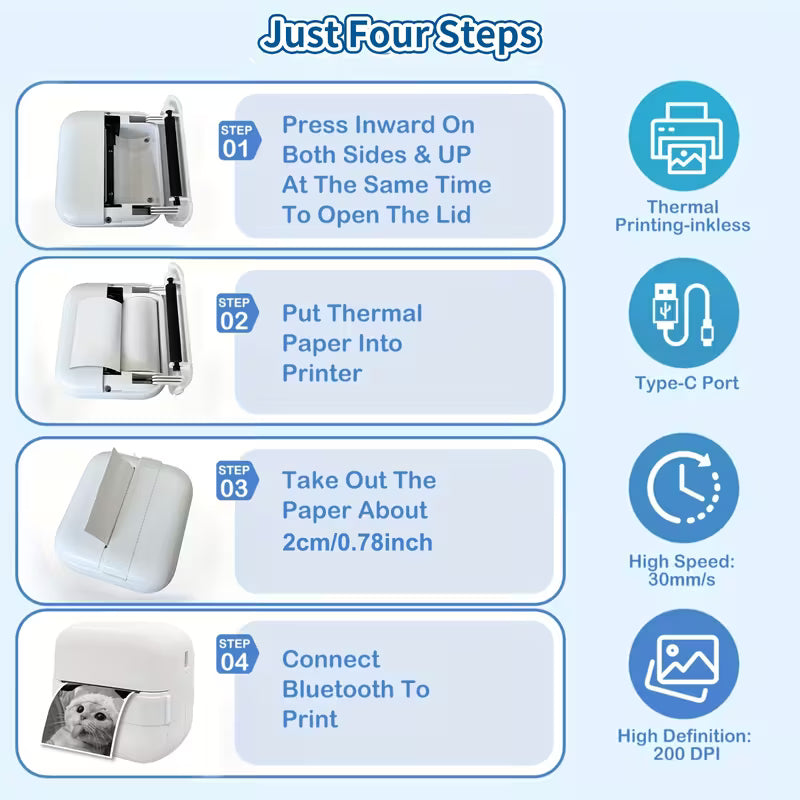 Portable Wireless Mini Printer with App