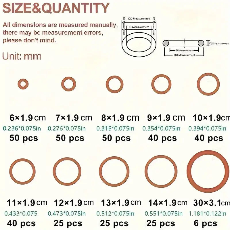 351pcs Silicone O-Ring Seal Gasket Set