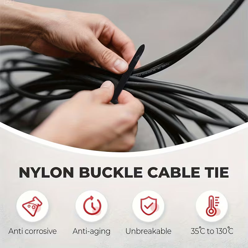 Heavy-Duty Nylon Cable Ties with Zipper Pull