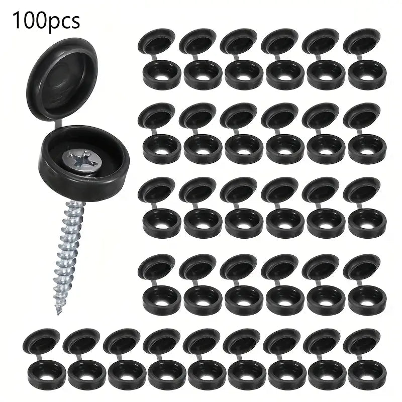 100 Pack Plastic Screw Cap Covers