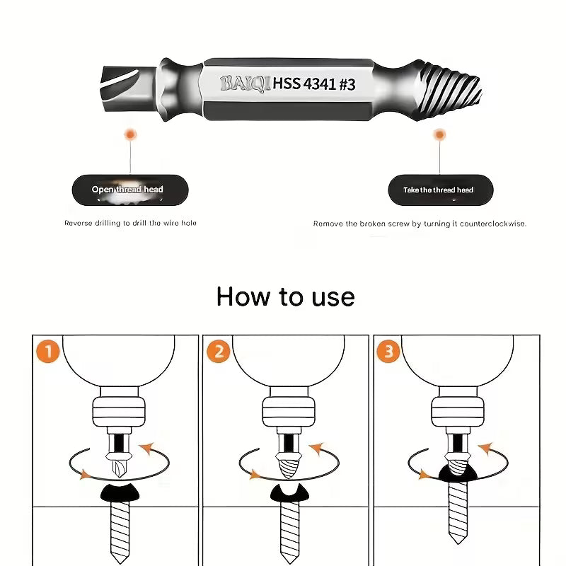 5pcs High-Speed Steel Damaged Screw Extractor Drill Bits