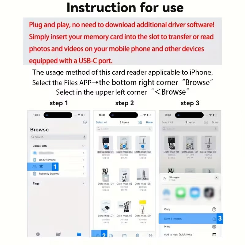 Mini USB C Micro Card Reader