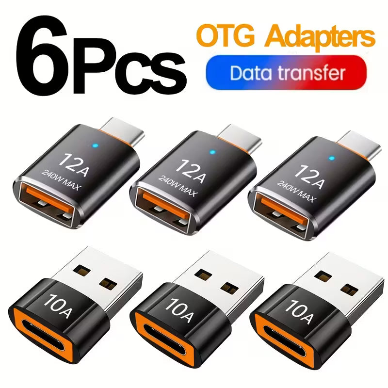 6pcs (3pcs A TO C+3pcs C TO A) USB C OTG Adapters HUB, Type C/USB
