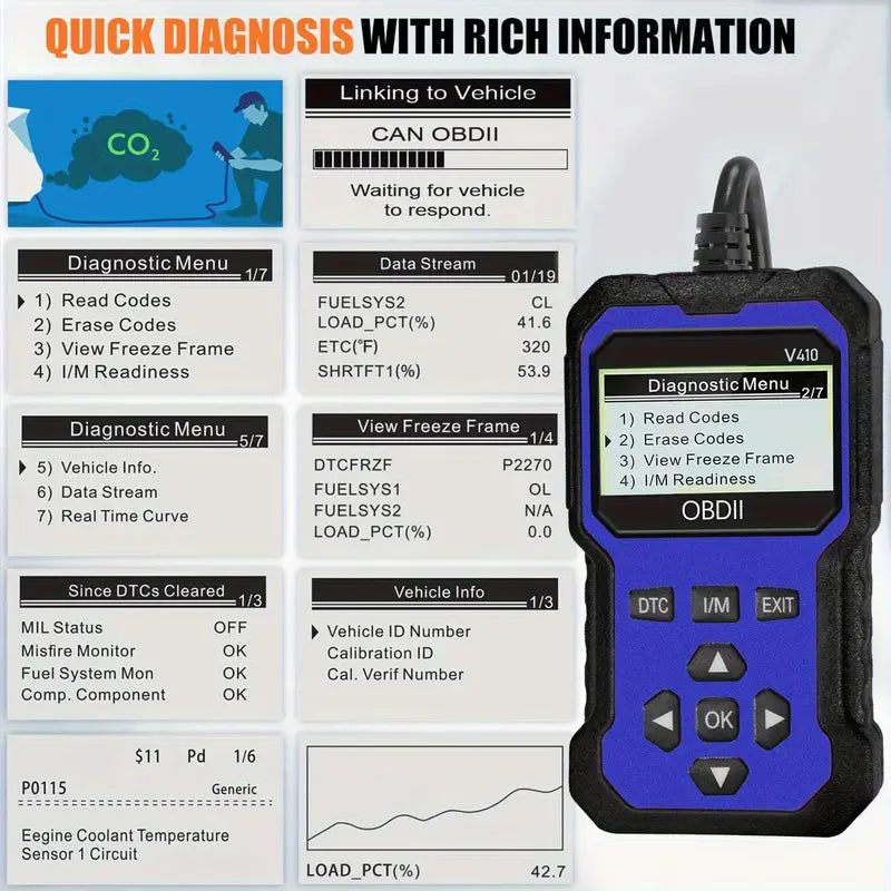 V410 OBD2 Scanner Diagnostic Tool